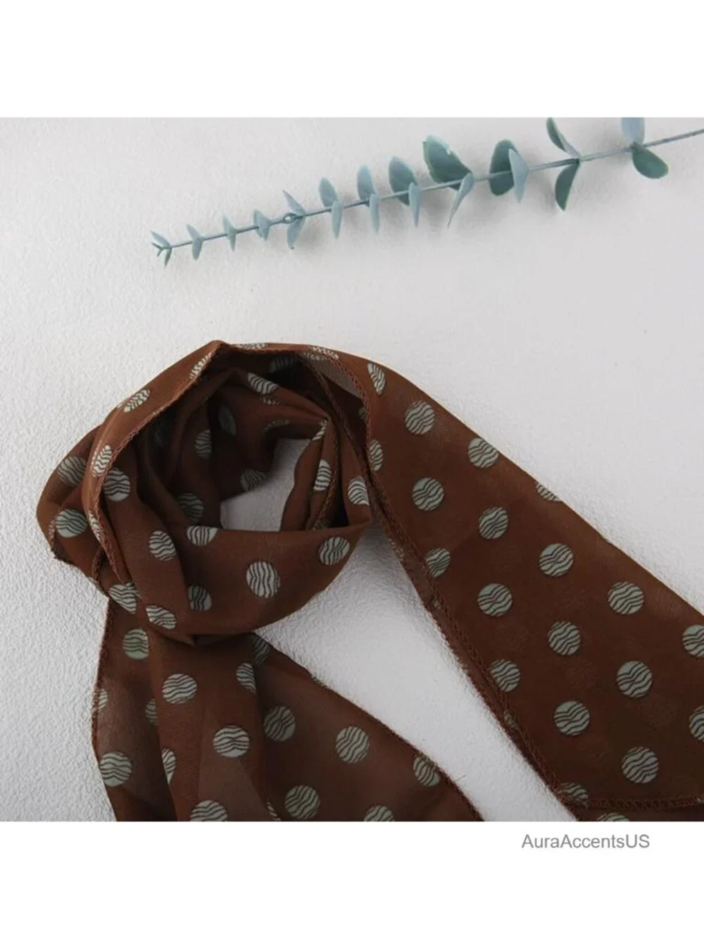 Vintage Polka Dot Silk Neck Scarf Lightweight Fashion Hair Accessory